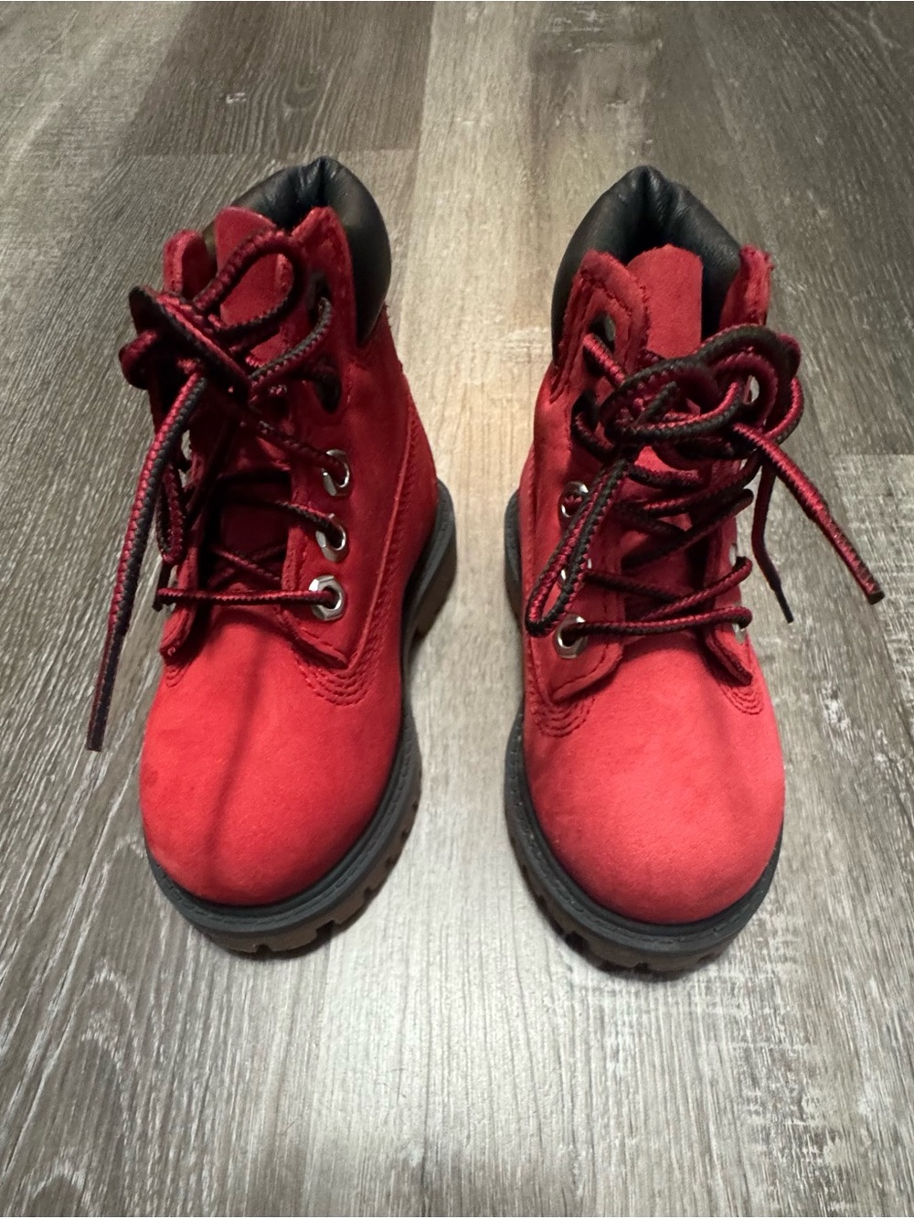 Timberland Kids Red Lace-Up Hiking Boots